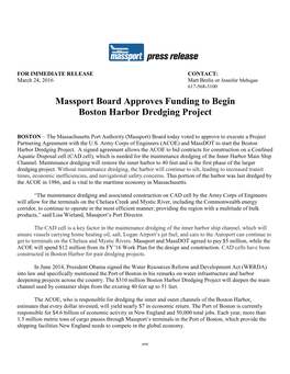 Massport Board Approves Funding to Begin Boston Harbor Dredging Project