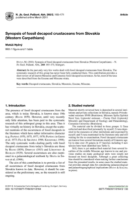 Synopsis of Fossil Decapod Crustaceans from Slovakia (Western Carpathians)