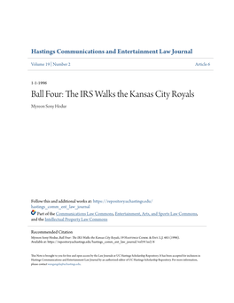 The IRS Walks the Kansas City Royals Myreon Sony Hodur