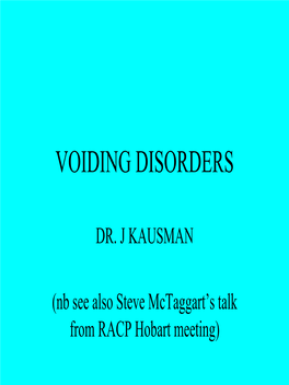 Voiding Disorders