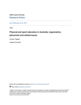 Physical and Sport Education in Australia: Organisation, Placement and Related Issues