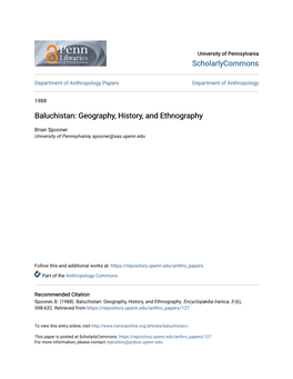 Baluchistan: Geography, History, and Ethnography