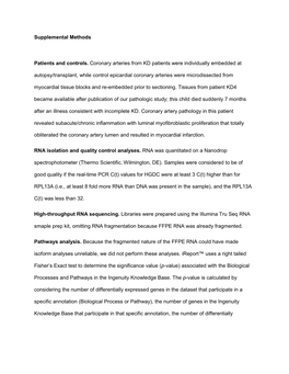 Supplemental Methods Patients and Controls. Coronary Arteries from KD