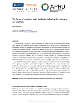 The Future of Ecological Water Landscape. Adapting the Existing to Sea Level Rise