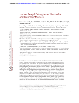 Human Fungal Pathogens of Mucorales and Entomophthorales