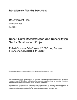 40554-022: Pakali-Chatara Sub-Project Resettlement Plan