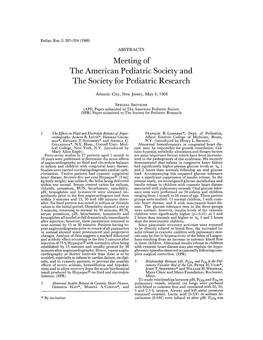 Meeting of the American Pediatric Society and the Society for Pediatric Research