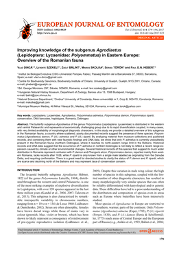 Lepidoptera: Lycaenidae: Polyommatus) in Eastern Europe: Overview of the Romanian Fauna