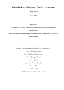 Rebuilding Kenya's Freshwater Fisheries Catch Datasets: 1950-2017