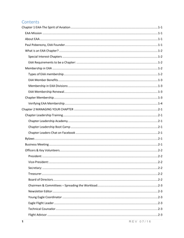 Contents Chapter 1 EAA-The Spirit of Aviation