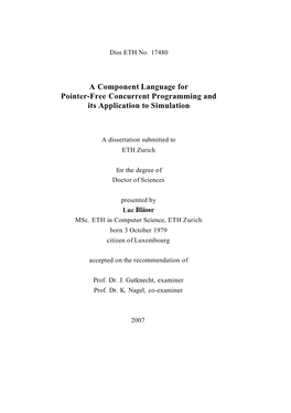 A Component Language for Pointer-Free Concurrent Programming and Its Application to Simulation