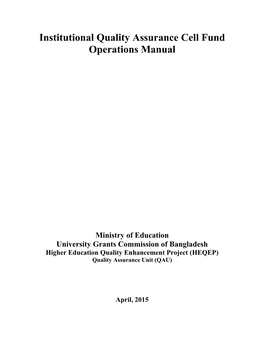 Institutional Quality Assurance Cell Fund Operations Manual