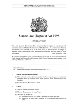 Statute Law (Repeals) Act 1998