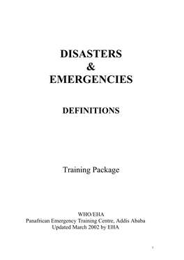 Disasters & Emergencies