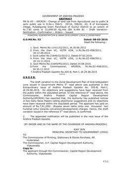 P.T.O Government of Andhra Pradesh Abstract Ma & Ud – Apcrda