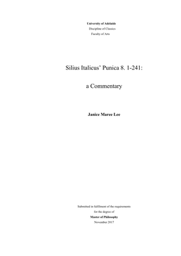 Silius Italicus' Punica 8. 1-241: a Commentary