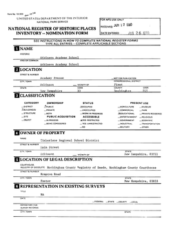 National Register of Historic Places Inventory -- Nomination Form