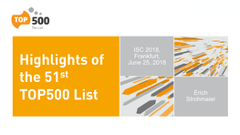 Highlights of the 51St TOP500 List