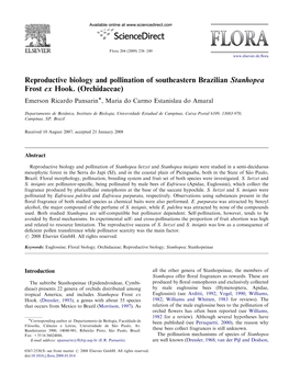 Reproductive Biology and Pollination of Southeastern Brazilian Stanhopea Frost Ex Hook