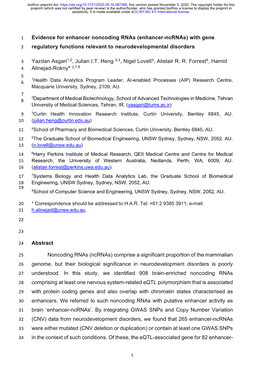 Download Date: July 228 2018), We Mapped Enhancer Ncrnas to Loci for 3,260 Deletion and 4,642 Duplication