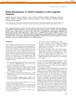 Retinal Dehydrogenase 12 (RDH12) Mutations in Leber Congenital Amaurosis