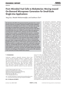 From Microbial Fuel Cells to Biobatteries: Moving Toward On-Demand Micropower Generation for Small-Scale Single-Use Applications