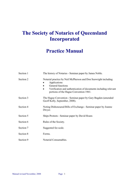 The Society of Notaries of Queensland Incorporated Practice Manual