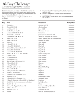 36-Day Challenge: a Journey Through the Old Testament