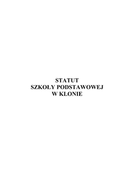 Statut Szkoły Podstawowej W Klonie