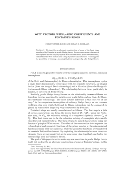 Witt Vectors with P-Adic Coefficients and Fontaine's Rings