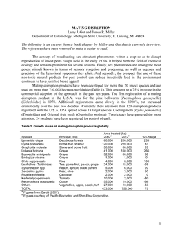 1 MATING DISRUPTION Larry J. Gut and James R. Miller Department Of