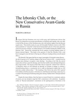 The Izborsky Club, Or the New Conservative Avant-Garde in Russia