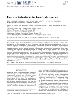 Emerging Technologies for Biological Recording