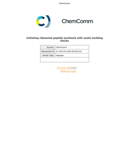 Initiating Ribosomal Peptide Synthesis with Exotic Building Blocks