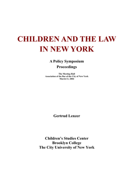 Children and the Law in New York