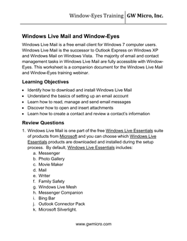 Windows Live Mail An