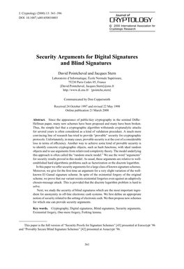 Security Arguments for Digital Signatures and Blind Signatures