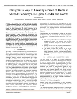 Foodways, Religion, Gender and Norms