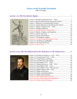 Science in the Scientific Revolution Table of Contents