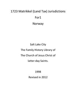 1723 Matrikkel (Land Tax) Jurisdictions For1 Norway