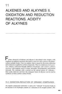 Alkenes and Alkynes on and Reduc Ns. Ac of Alkynes