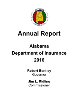 2016 Annual Report of the Alabama Department of Insurance