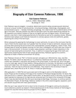 Full Transcript of Clair Cameron Patterson's Biography