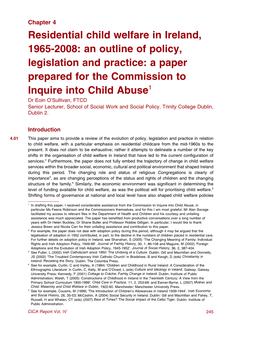 Residential Child Welfare in Ireland, 1965-2008: an Outline of Policy