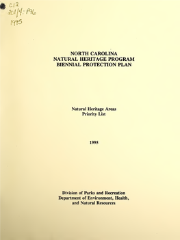 North Carolina Natural Heritage Biennial Report and Protection Plan