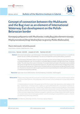 Concept of Connection Between the Mukhavets and the Bug River As An