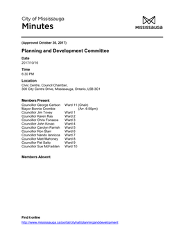 Planning and Development Committee Minutes