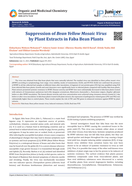 Suppression of Bean Yellow Mosaic Virus by Plant Extracts in Faba Bean Plants