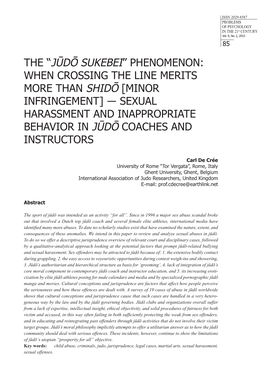 Sexual Harassment and Inappropriate Behavior in Jūdō Coaches and Instructors