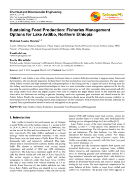 Fisheries Management Options for Lake Ardibo, Northern Ethiopia